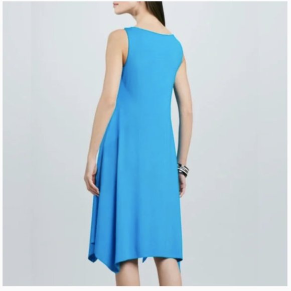 Eileen Fisher Sleeveless Cowl-Neck Jersey Dress in Bright Blue Women's Size L - Picture 2 of 10